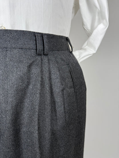 Pantaloni anni '80 flanella antracite 3 pinces - tg. 50/52 corta