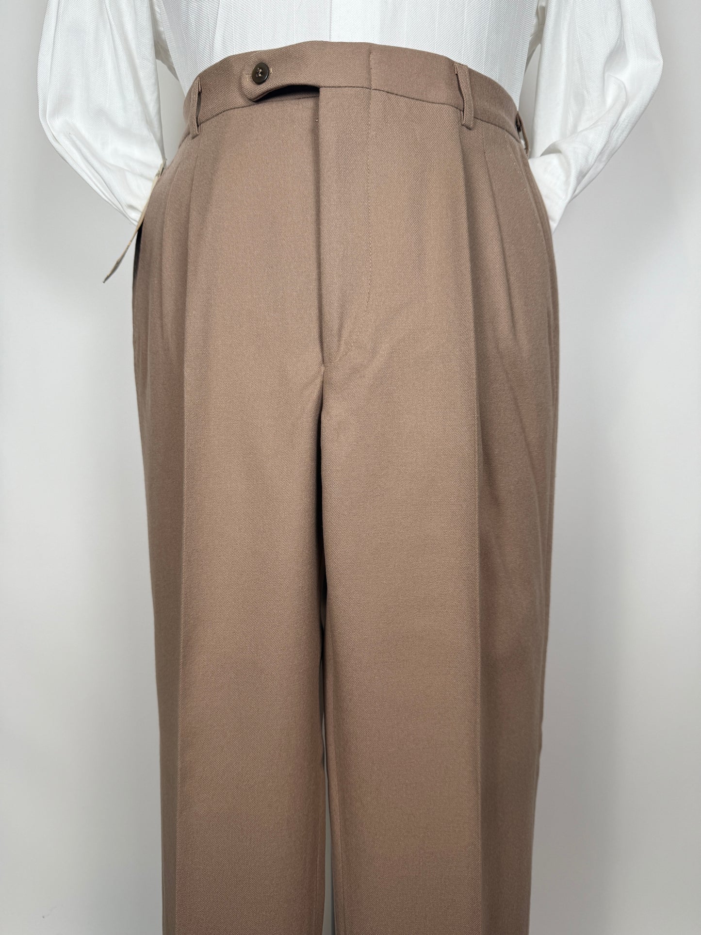 Pantaloni anni ‘70/‘80 in flanella beige (NOS) - tg. 50