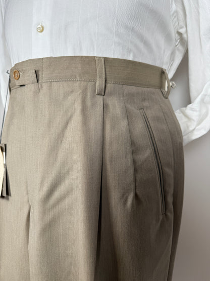 Pantalone anni ‘90 in fresco lana beige/cachi (NOS) - tg. 52