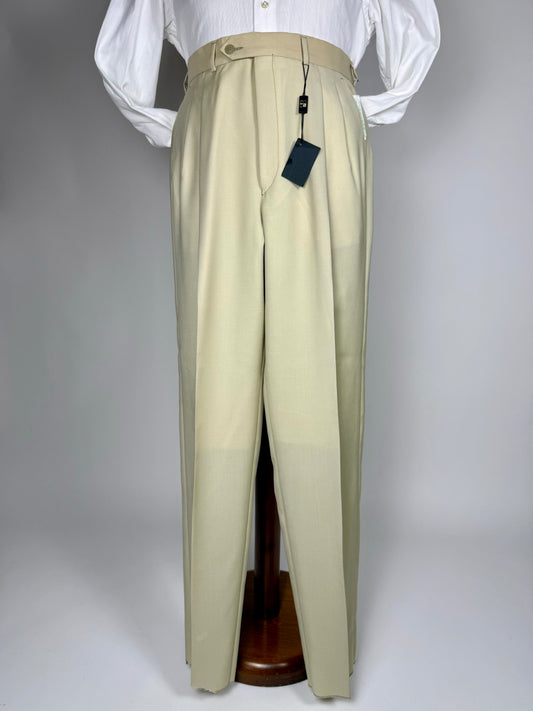 Pantaloni fresco lana bianco avorio anni '80 (NOS) - tg. 50
