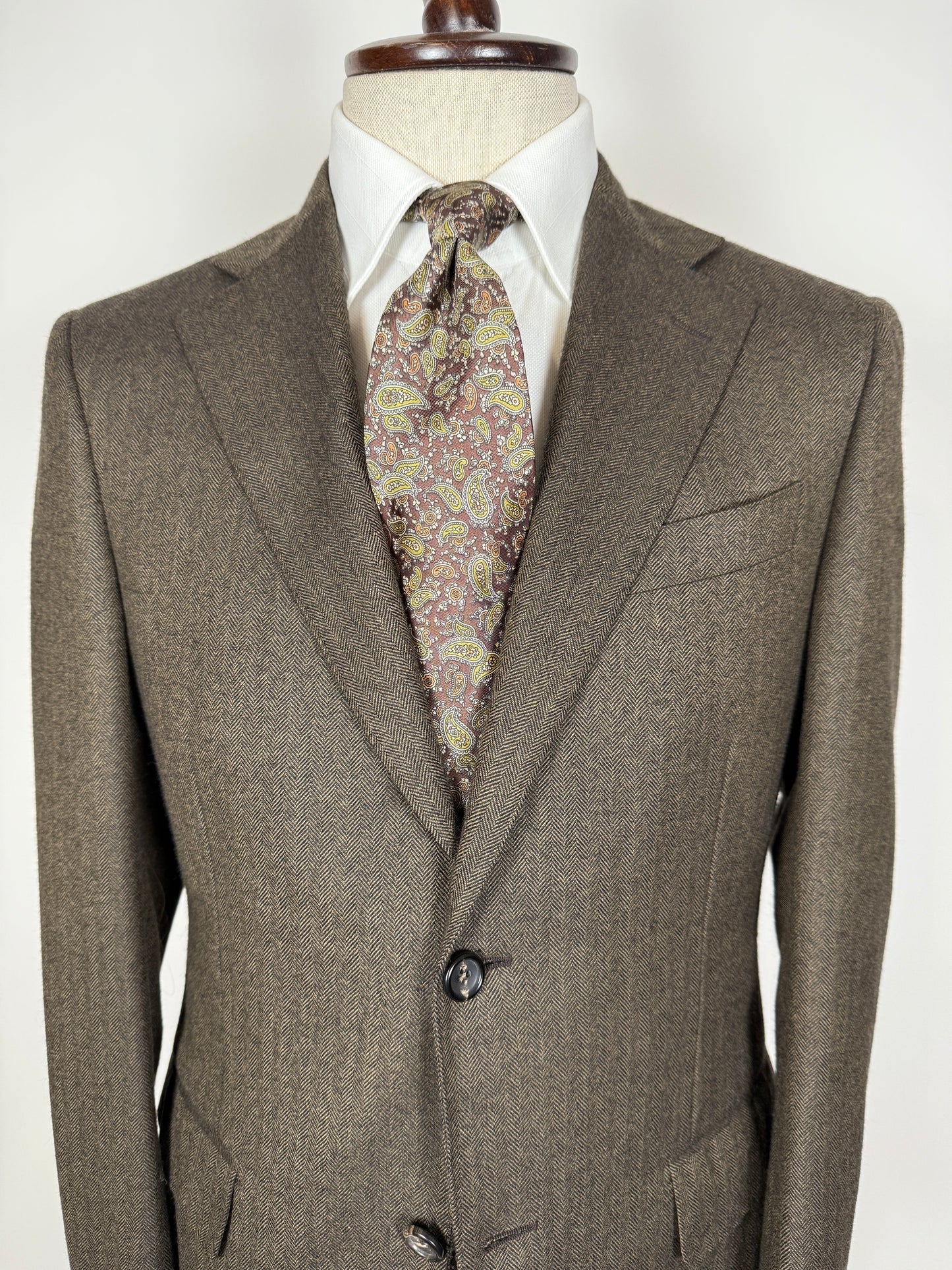 Giacca in lana e cashmere marrone spigato - tg. 44/46