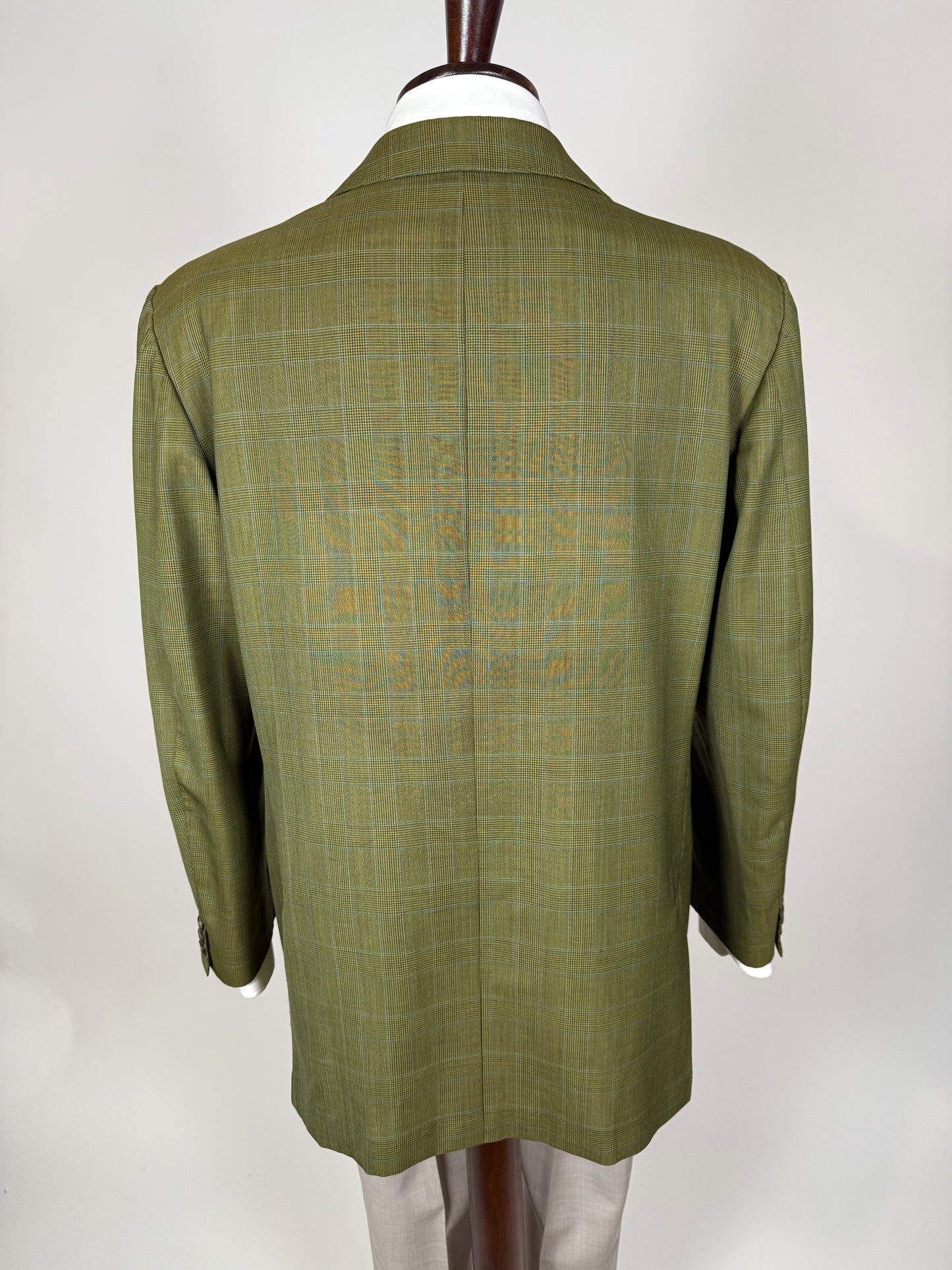 Giacca De Paz fresco lana verde glen check - tg. 52