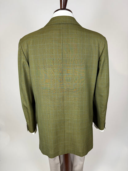 Giacca De Paz fresco lana verde glen check - tg. 52