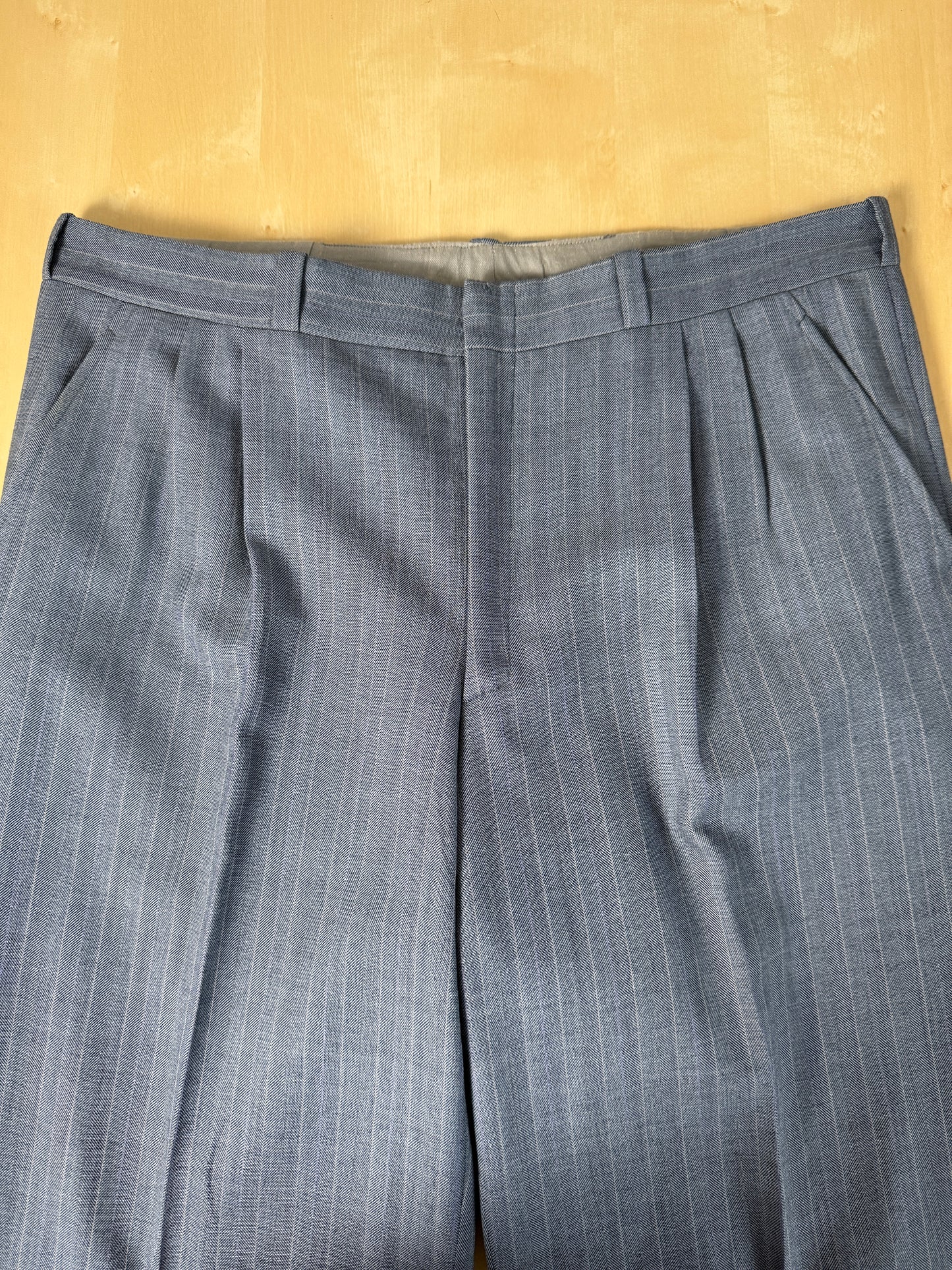 Completo sartoriale anni ‘60/'70 in grisaglia color carta da zucchero gessato - tg. 50/52