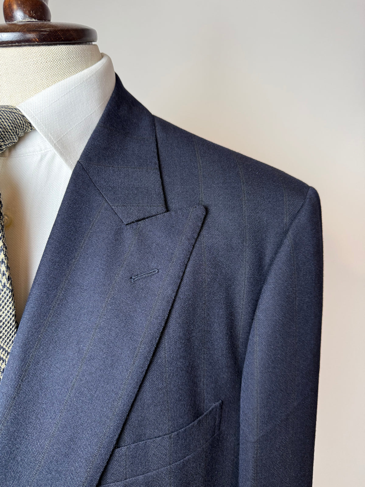 Completo doppiopetto Yves Saint Laurent anni '80 flanella blu - tg. 54/56