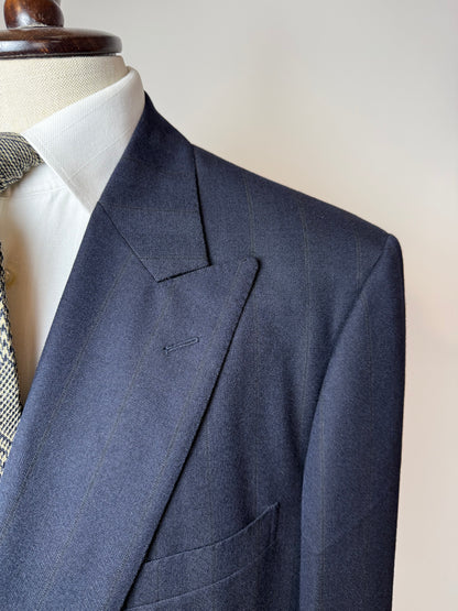 Completo doppiopetto Yves Saint Laurent anni '80 flanella blu - tg. 54/56