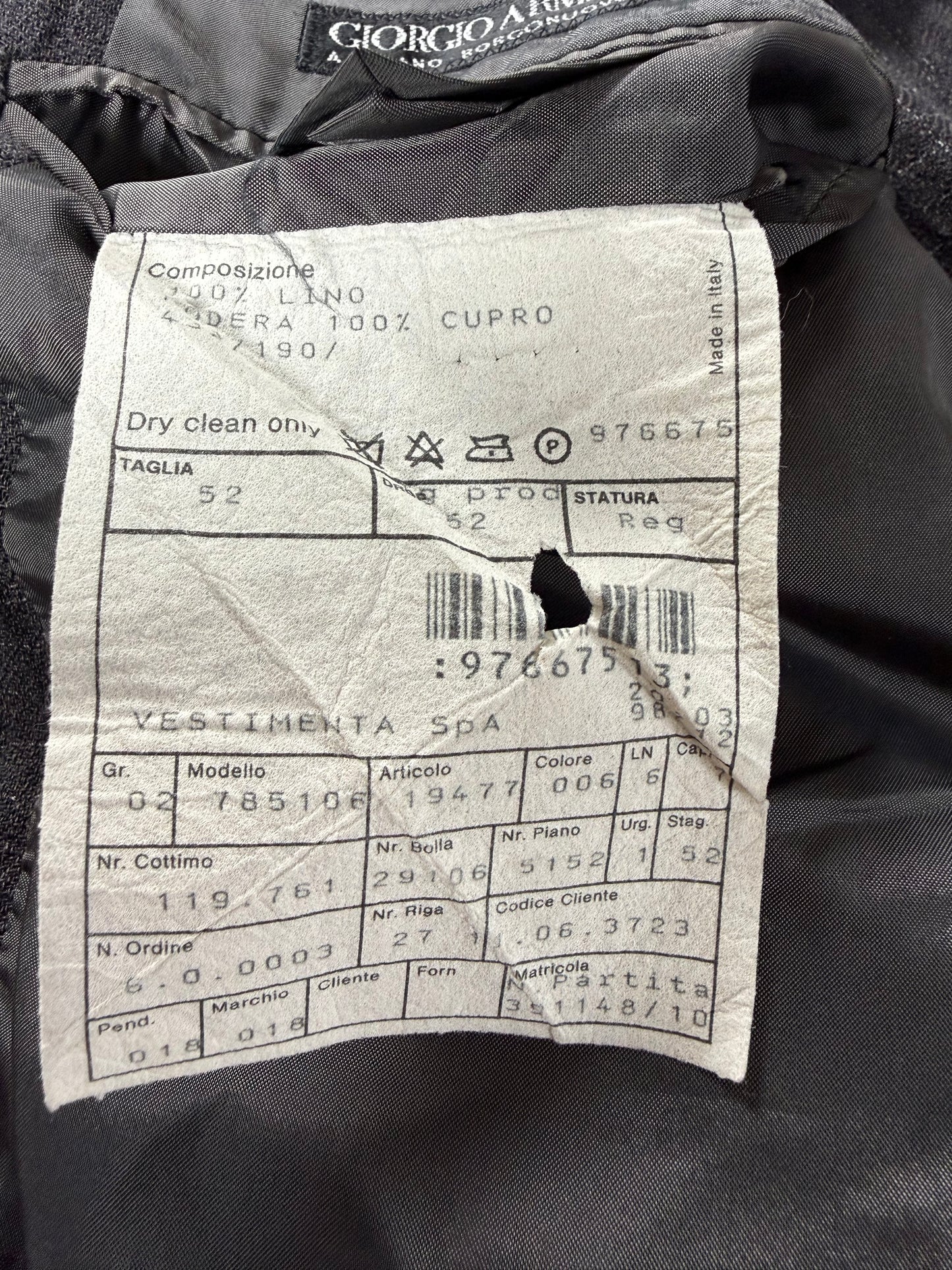 Giacca Armani anni '90 in lino - tg. 52