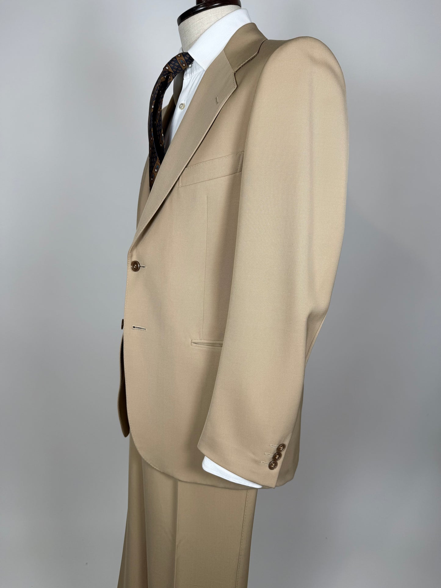 Completo anni ‘70 twill pettinato beige - tg. 46/48