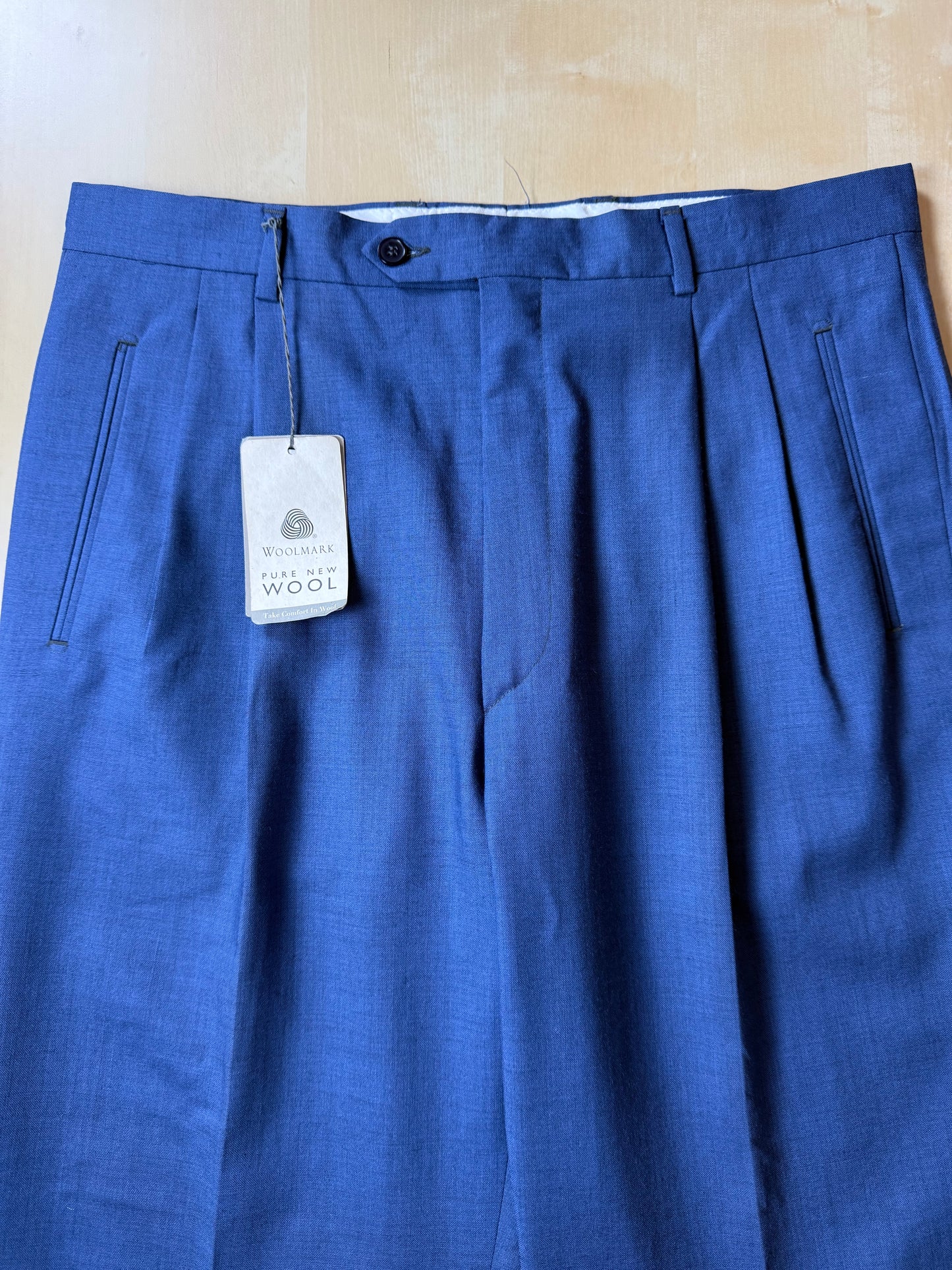 Pantaloni fresco lana blu cobalto anni '90 (NOS) - tg. 50