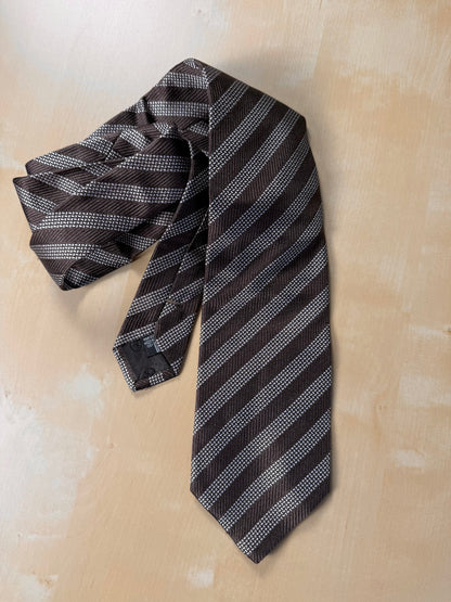 Cravatta Giorgio Armani regimental marrone e argento