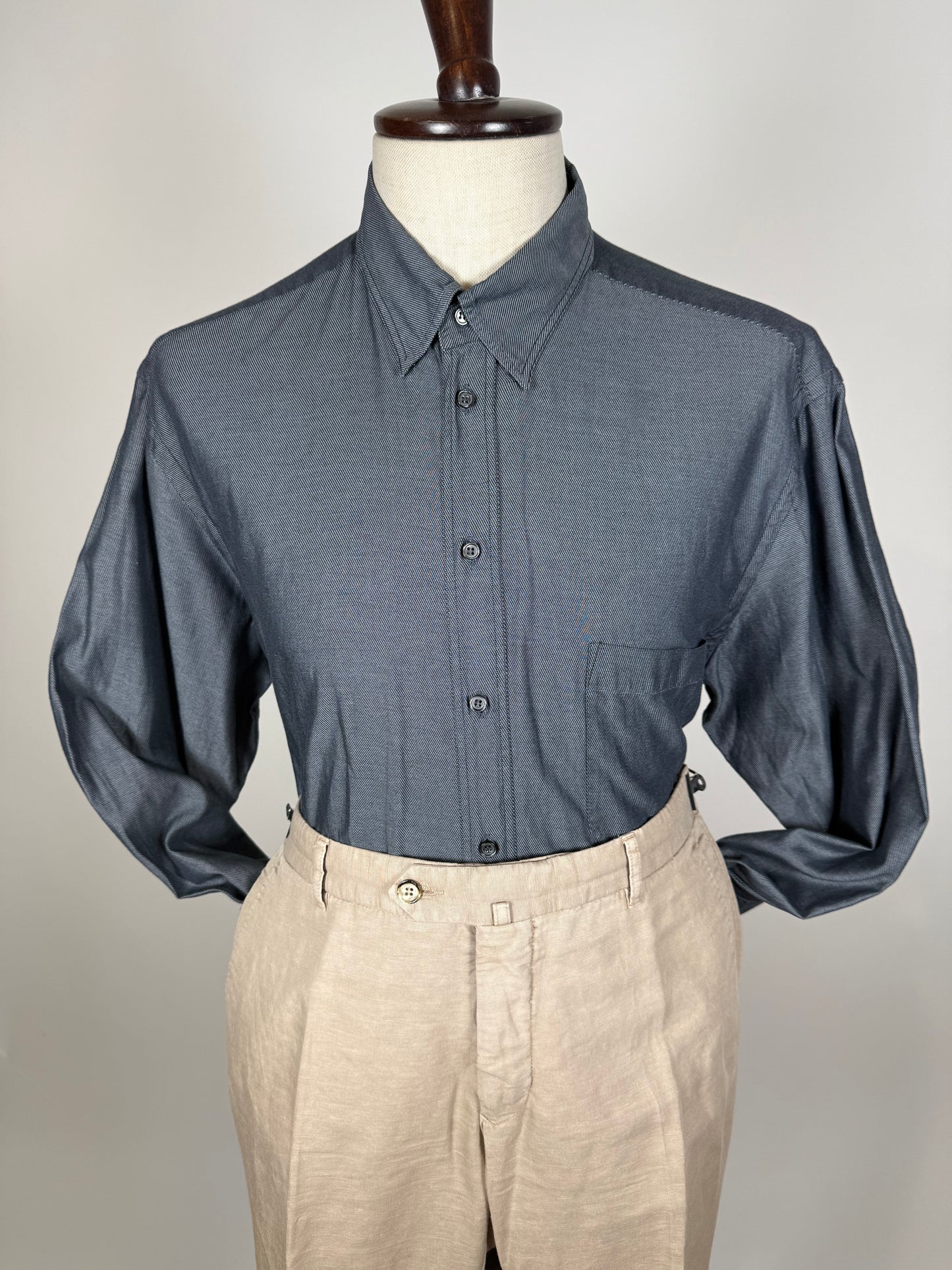 Camicia Armani Collezioni twill blu - L/XL collo 44