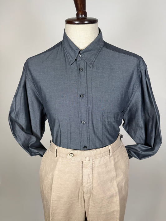 Camicia Armani Collezioni twill blu - L/XL collo 44