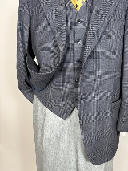 Giacca + panciotto sartoriali anni ‘70 principe di Galles - tg. 54 drop basso