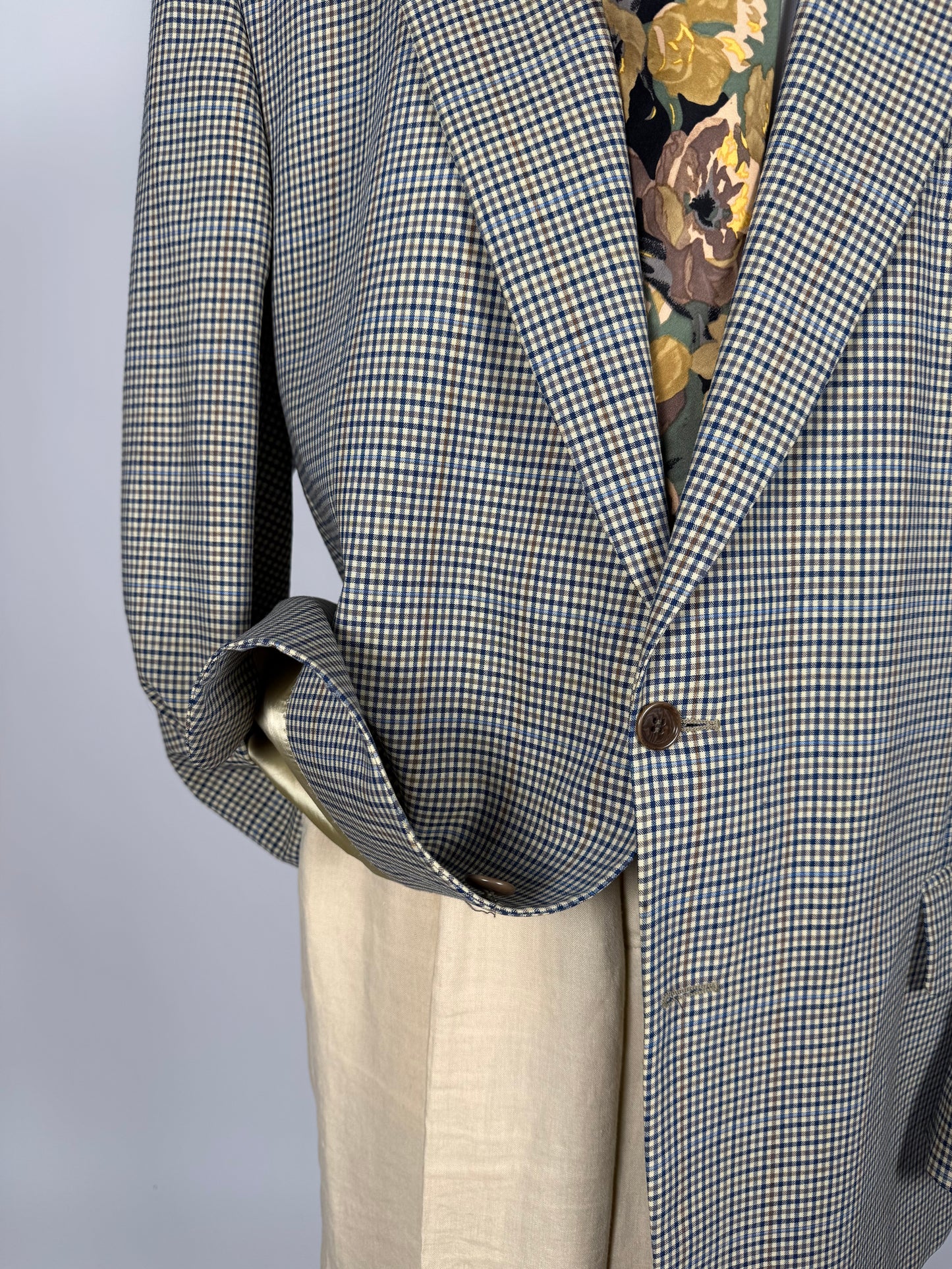 Giacca anni '80 fresco lana check - tg. 58/60 lunga