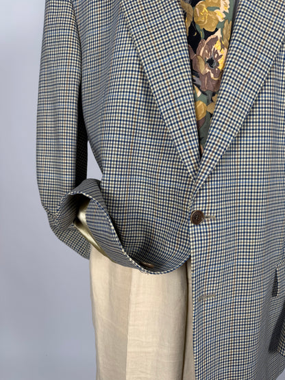Giacca anni '80 fresco lana check - tg. 58/60 lunga