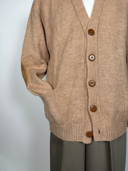 Cardigan vintage in cammello e lana - tg. L (50/52)