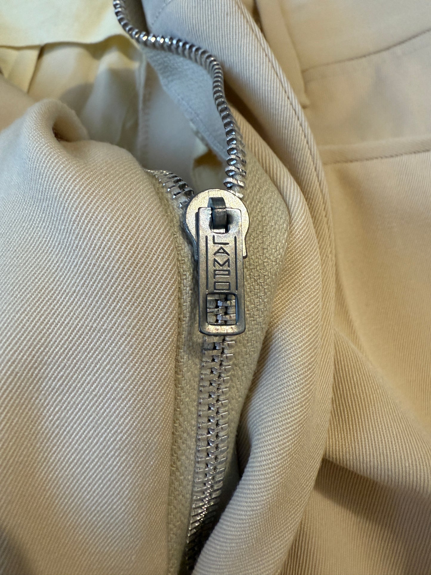 Completo sartoriale anni '70 a zampa in twill color panna - tg. 44/46