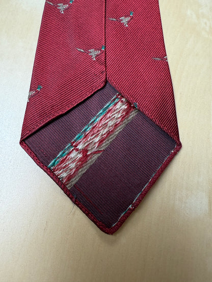Cravatta De Paz vintage rossa con fagiani