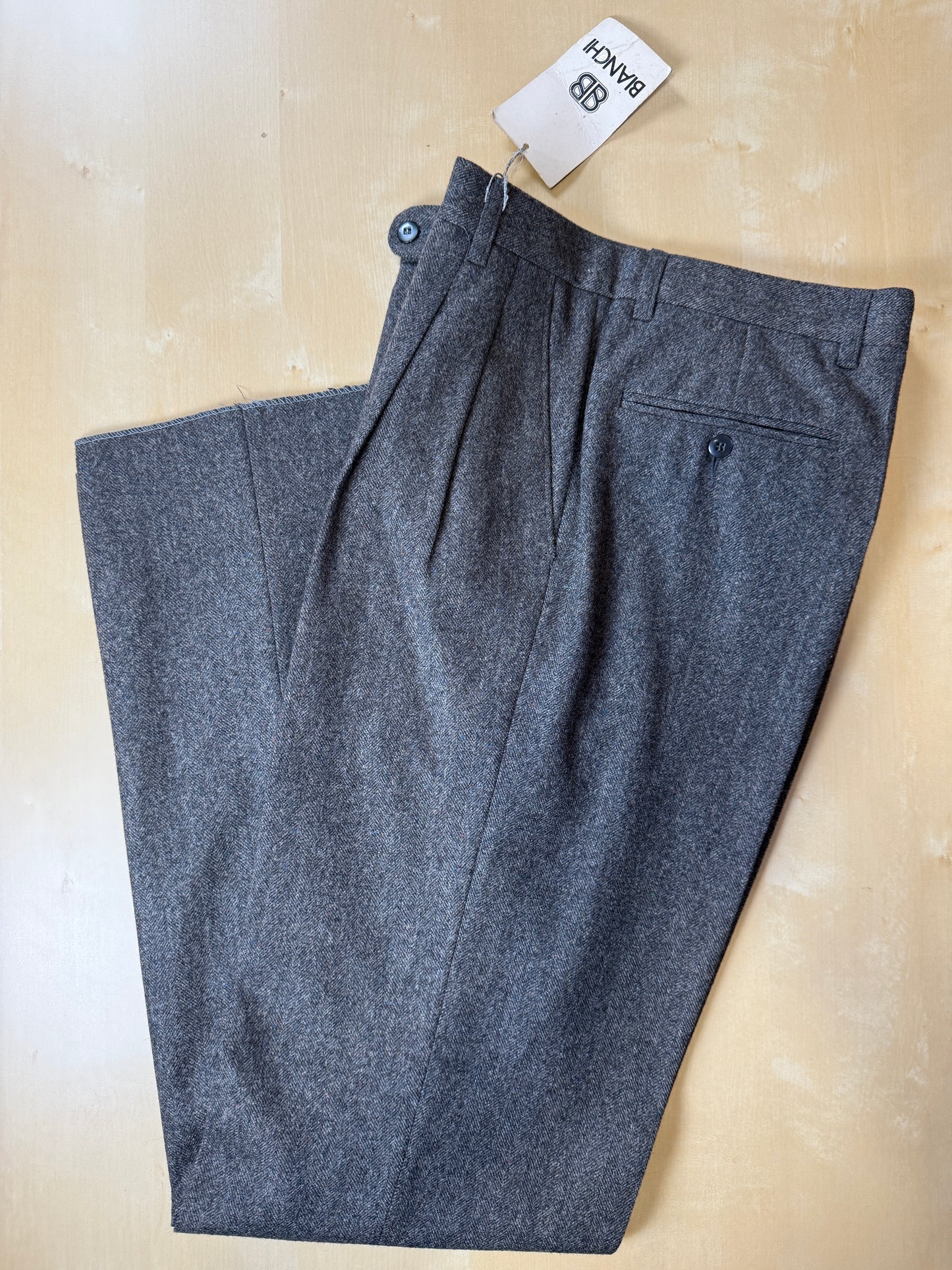 Pantaloni in tweed spinato donegal cachi/marrone (NOS) - tg. 46