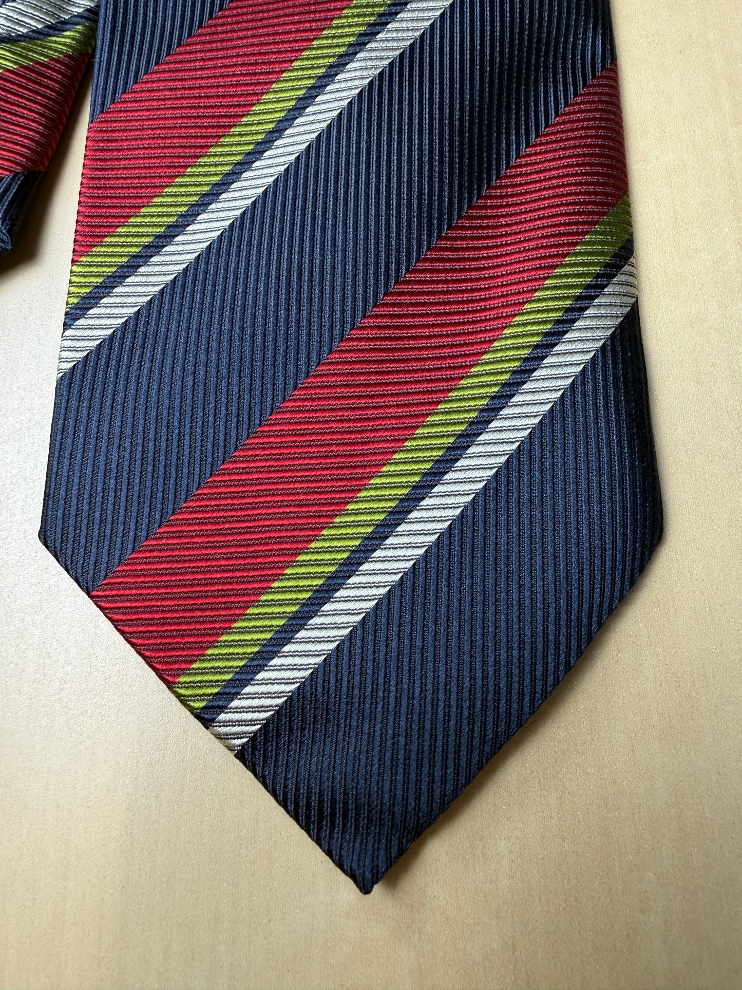 Cravatta regimental cannettata blu rossa e verde