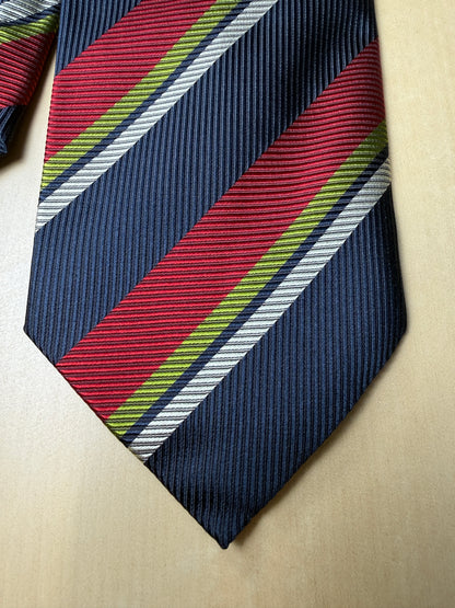 Cravatta regimental cannettata blu rossa e verde
