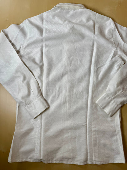 Camicia bianca anni ‘70 jacquard con collo italiano - S collo 39