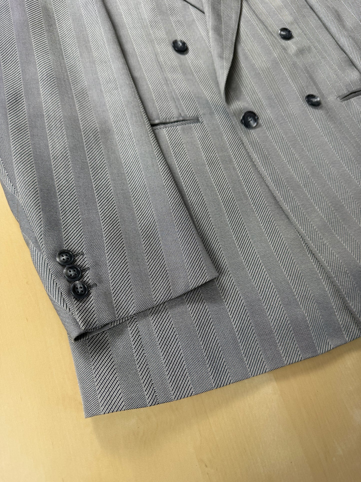 Giacca doppiopetto Christian Dior anni '70/'80 lana e seta chevrons - tg. 52 lunga