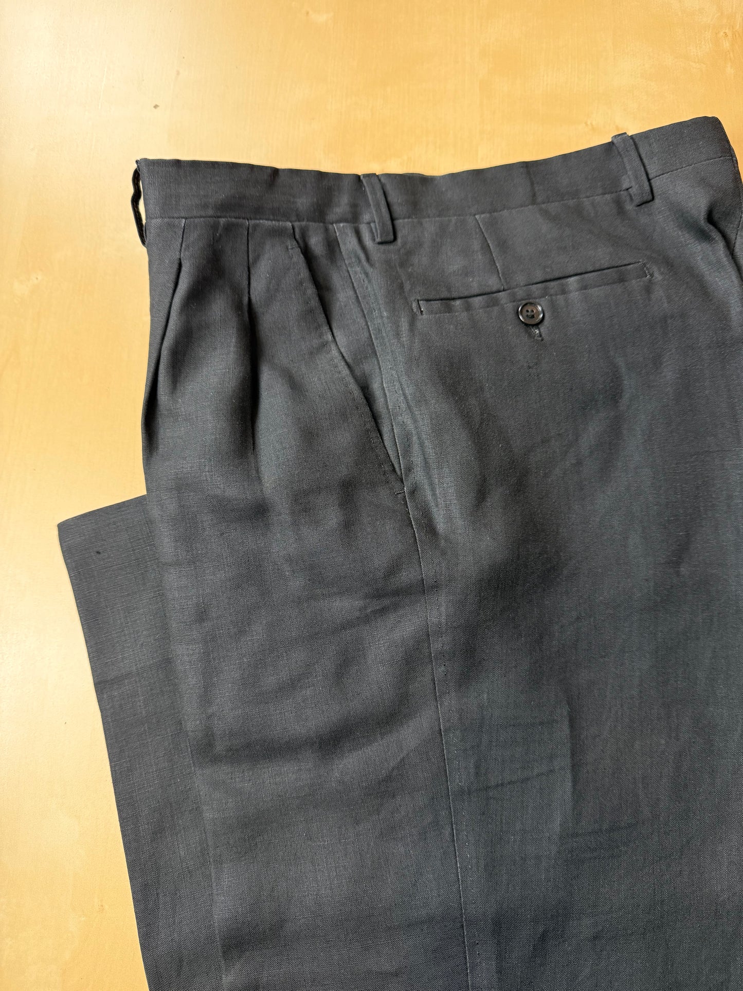 Pantaloni Ermenegildo Zegna anni '80 puro lino nero - tg. 48