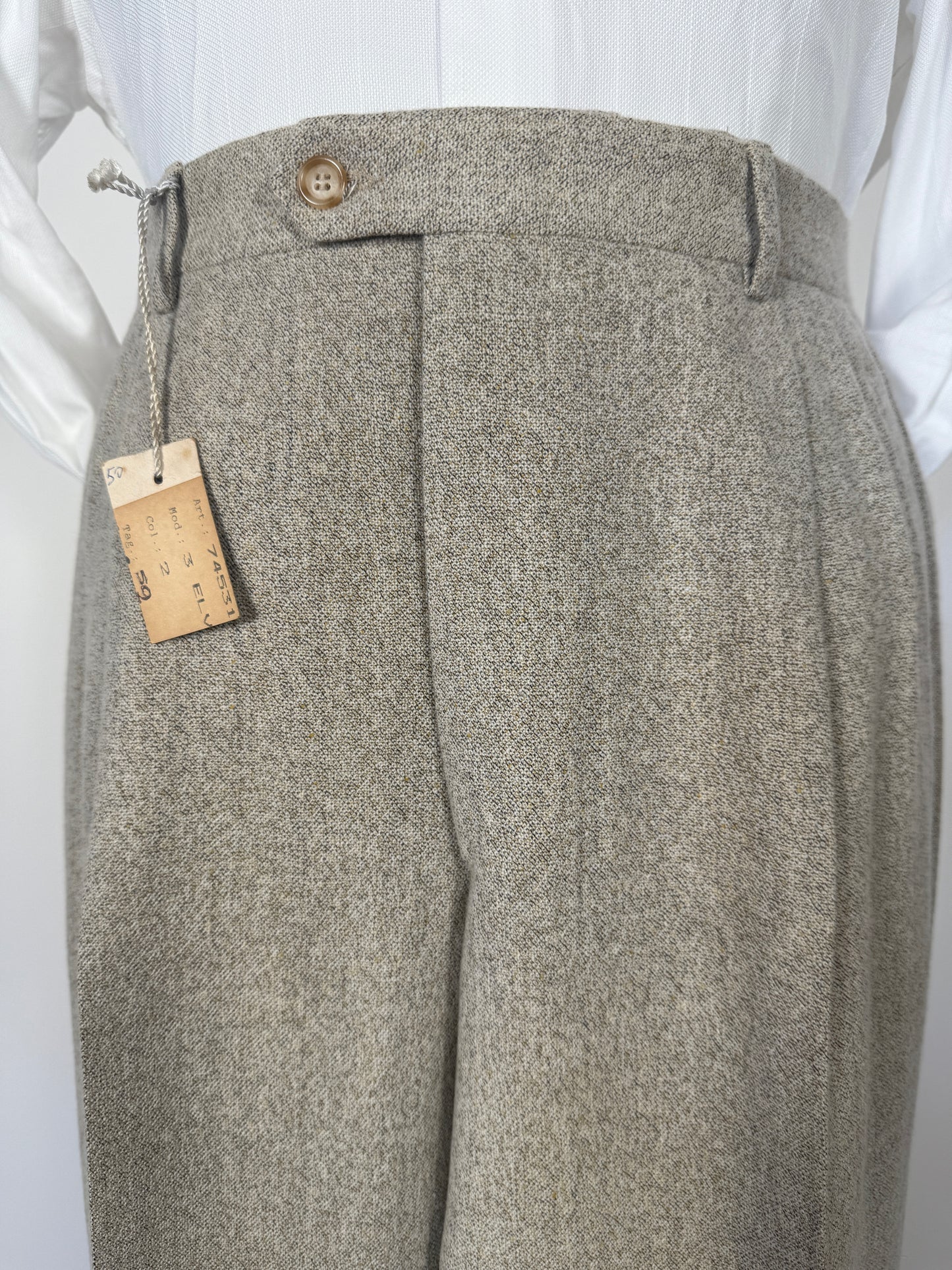 Pantaloni anni ‘80 in lana color panna (NOS) - tg. 50/52