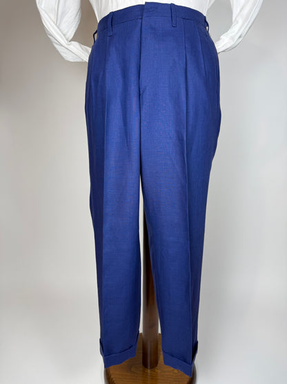 Completo sartoriale F. Di Marco lino irlandese blu (doppio pantalone) - tg. 52 corta