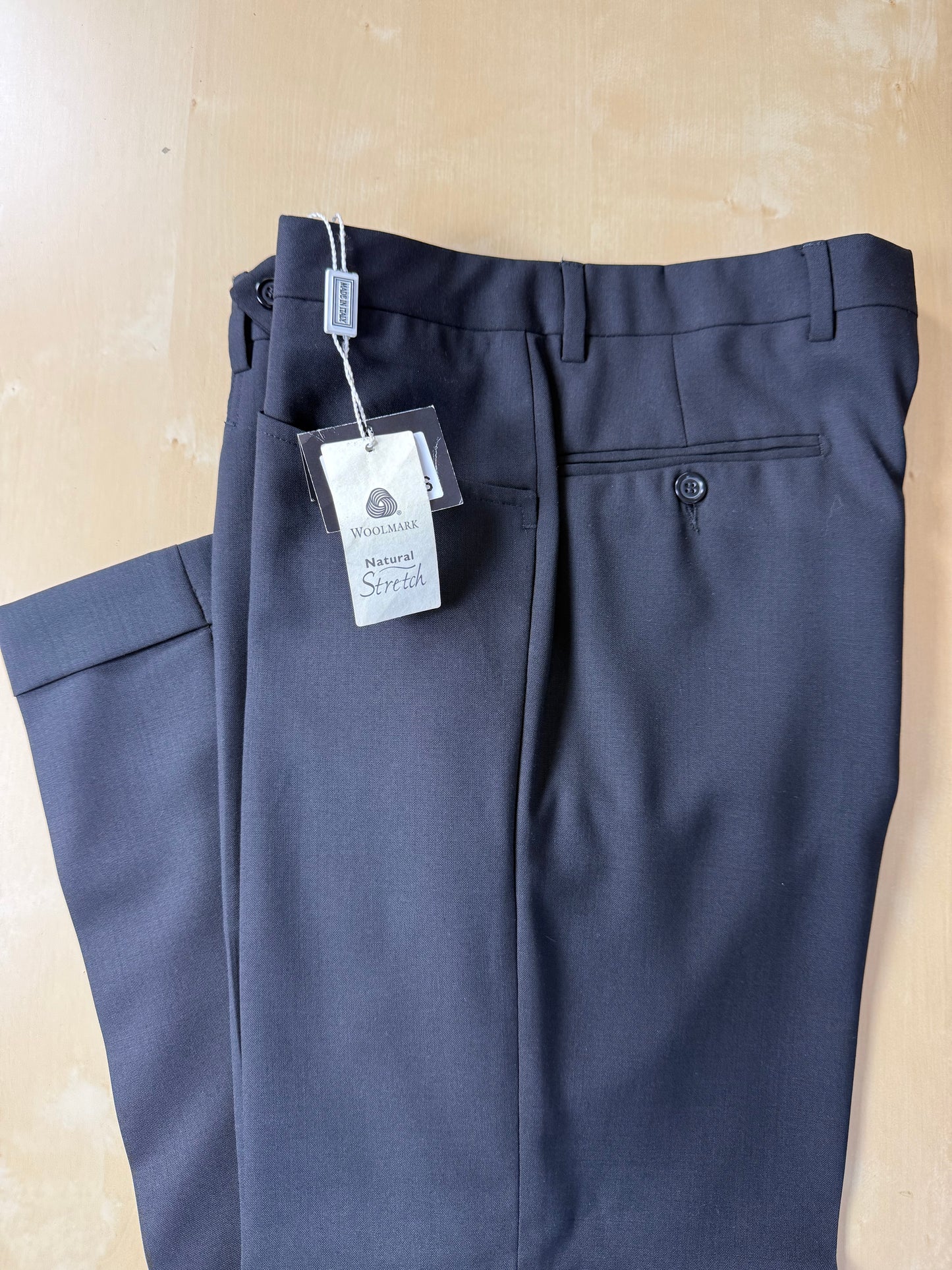 Pantaloni fresco lana blu tasche carrettiera anni '90 (NOS) - tg. 44/46