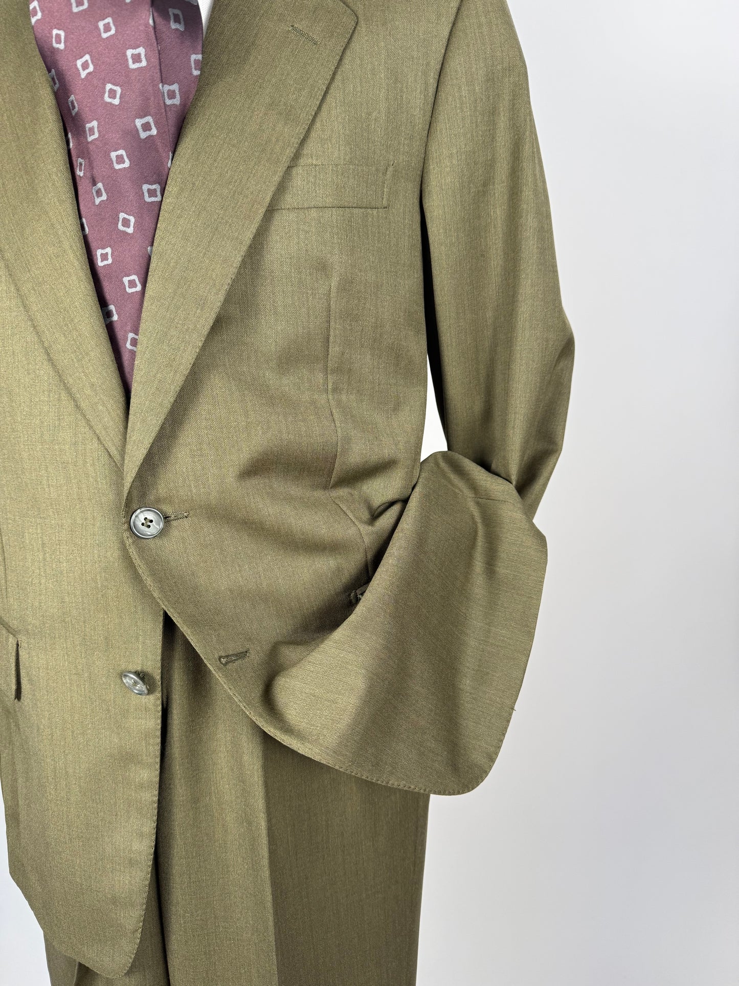 Completo anni ‘80 verde oliva lana pettinata E. Zegna - tg. 48/50