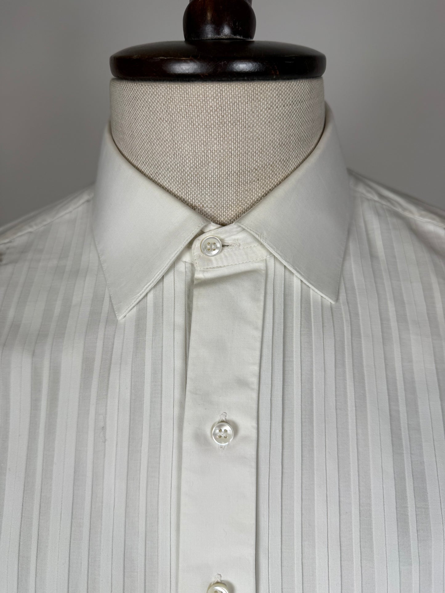Camicia da smoking anni ‘70/‘80 con sparato plissettato - M collo 40