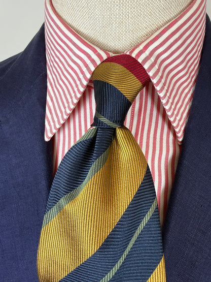 Cravatta regimental rosso giallo e navy