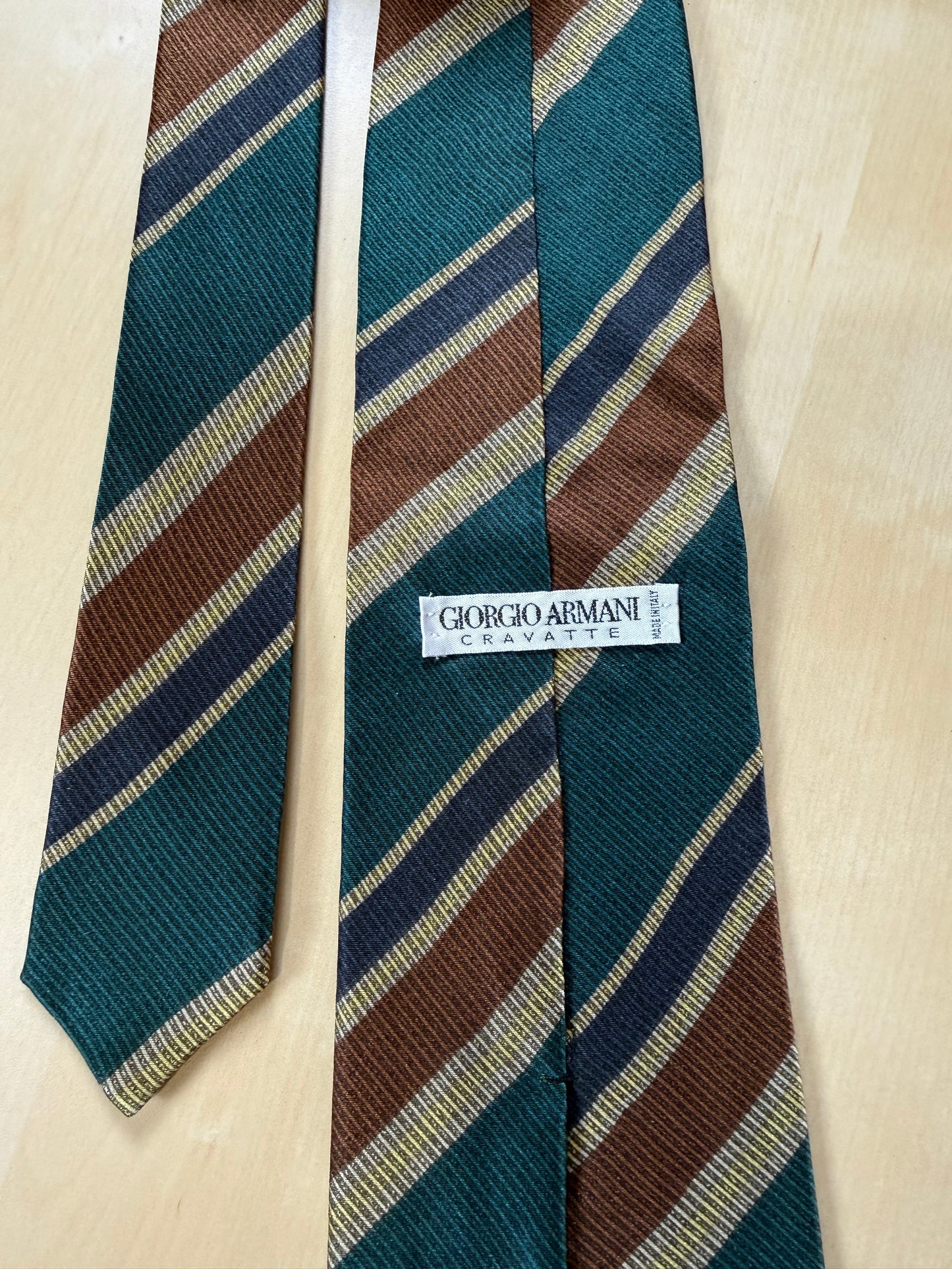 Cravatta Armani regimental vintage verde