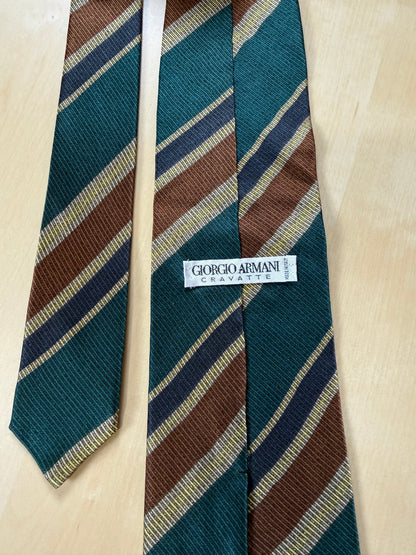 Cravatta Armani regimental vintage verde
