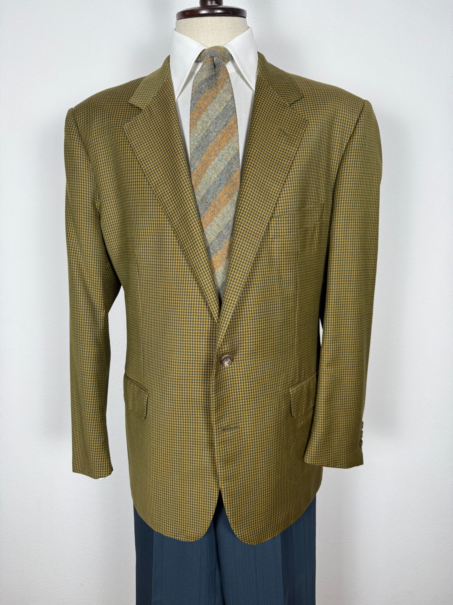 Giacca anni ‘80 flanella pied-de-poule verde - tg. 54