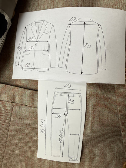 Completo 3 pezzi anni ‘70 hopsack beige - tg. 50/52 drop basso