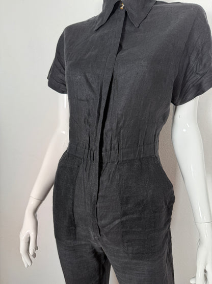 Tuta in lino nera anni ‘70 - tg. 44