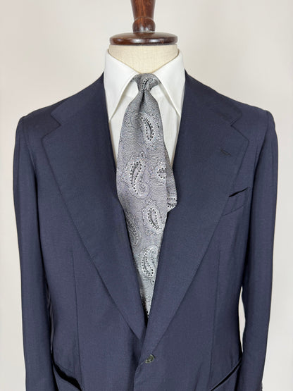 Giacca sartoriale anni '70 fresco lana blu - tg. 52 lunga