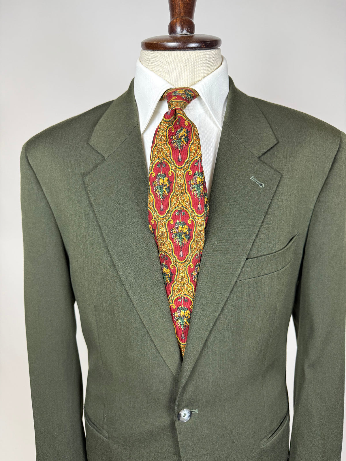 Completo anni '80 misto lana verde - tg. 48 drop alto