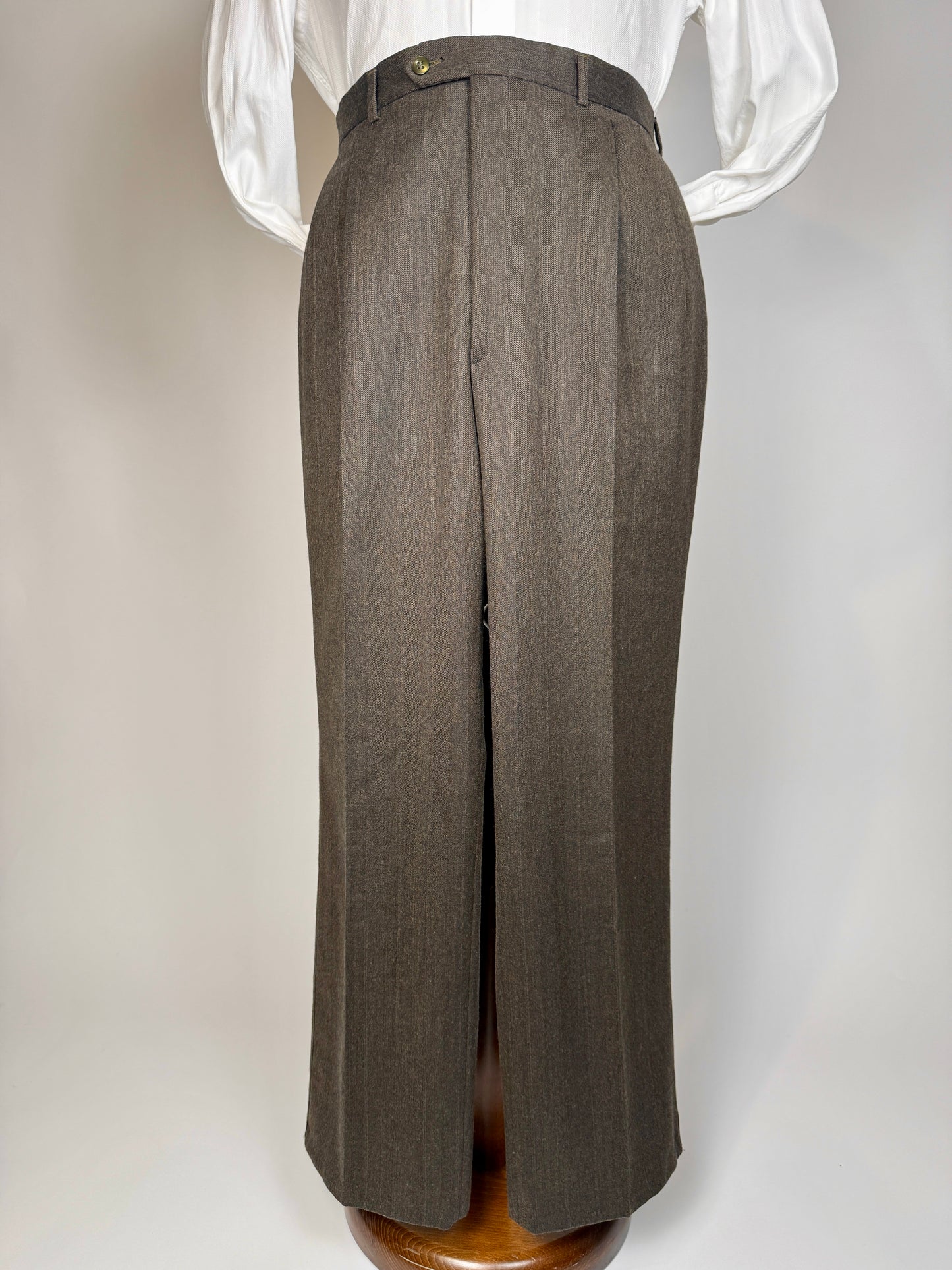 Pantaloni flanella marrone spigato - tg. 56/58