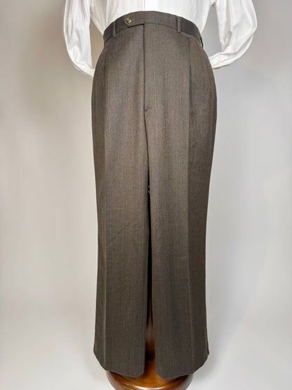 Pantaloni flanella marrone spigato - tg. 56/58