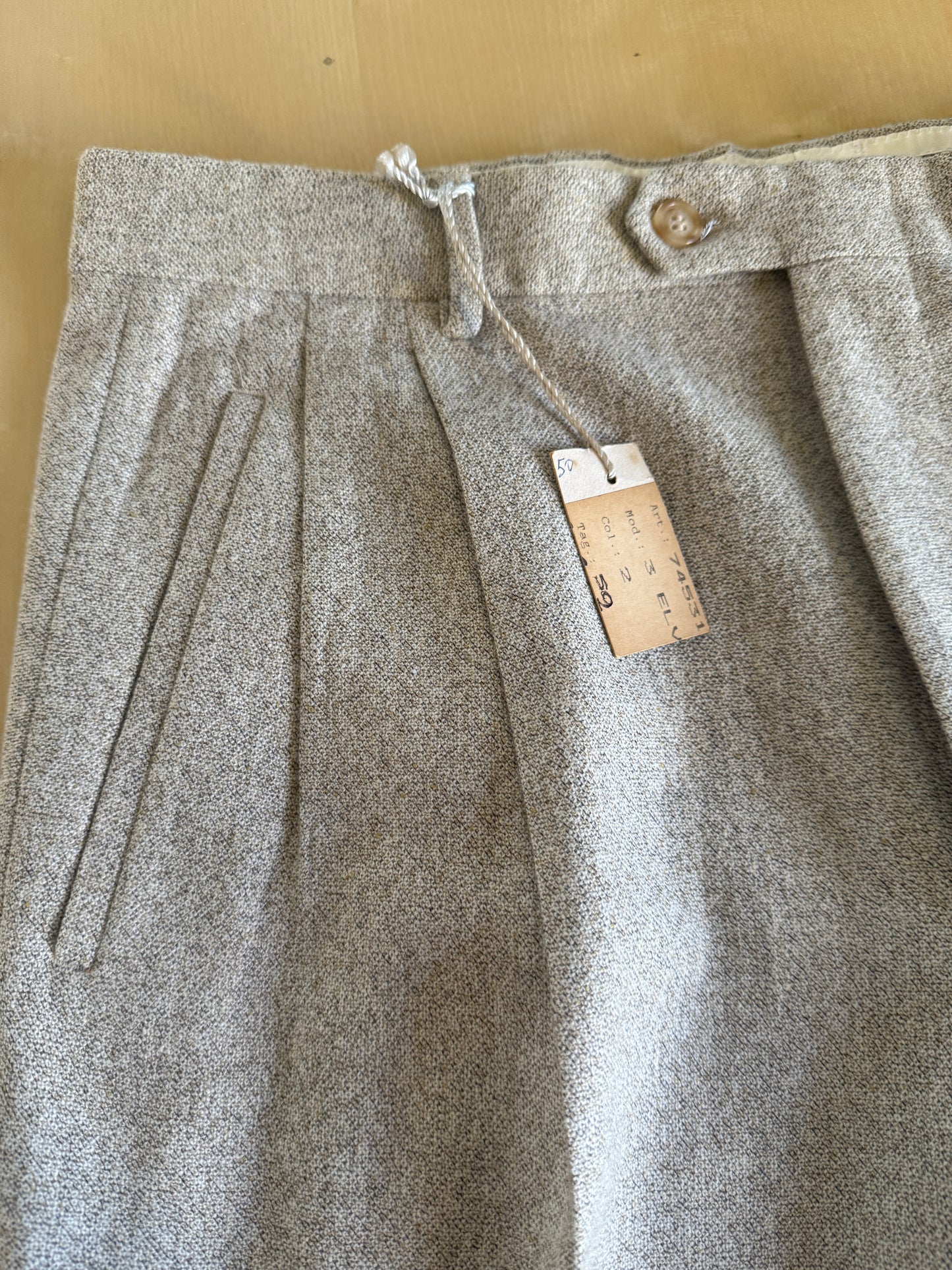 Pantaloni anni ‘80 in lana color panna (NOS) - tg. 50/52