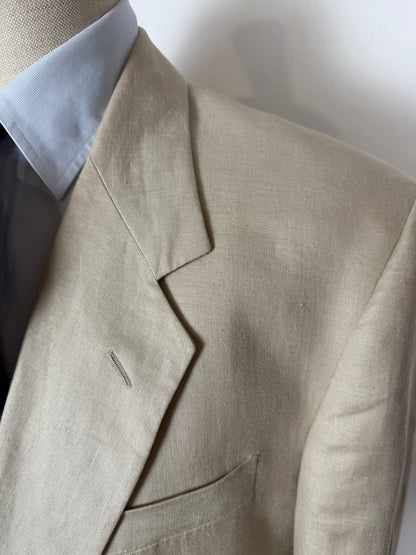 Completo anni ‘80 in puro lino beige chiaro - tg. 56