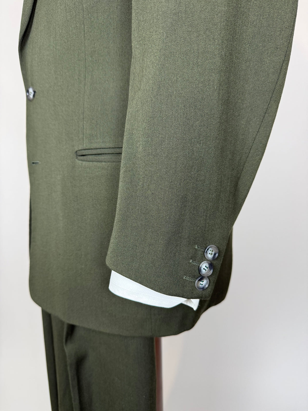Completo anni '80 misto lana verde - tg. 48 drop alto