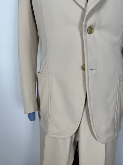 Completo sartoriale anni '70 a zampa in twill color panna - tg. 44/46