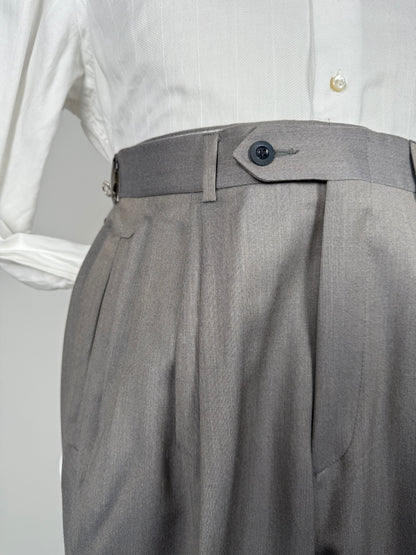 Pantaloni anni '80 NOS fresco lana grigio-verde (4 pinces!) - tg. 44/46