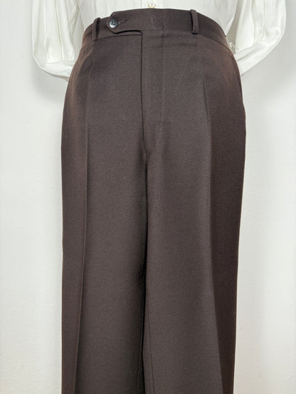 Completo 3 pezzi anni ‘70 a zampa in flanella marrone - tg. 44/46