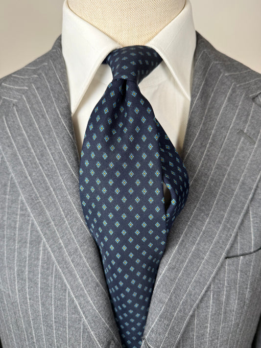 Cravatta Marinella navy micro fantasia